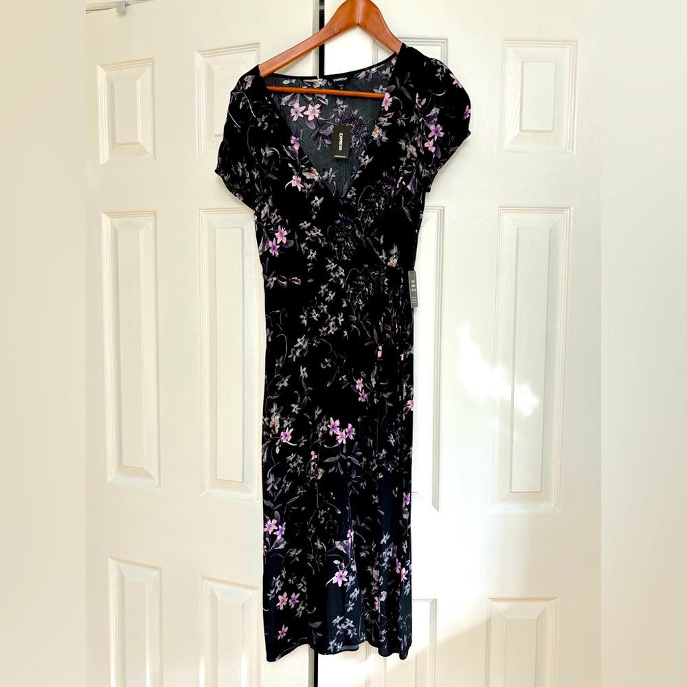 Long, Black, floral dress from Express.
